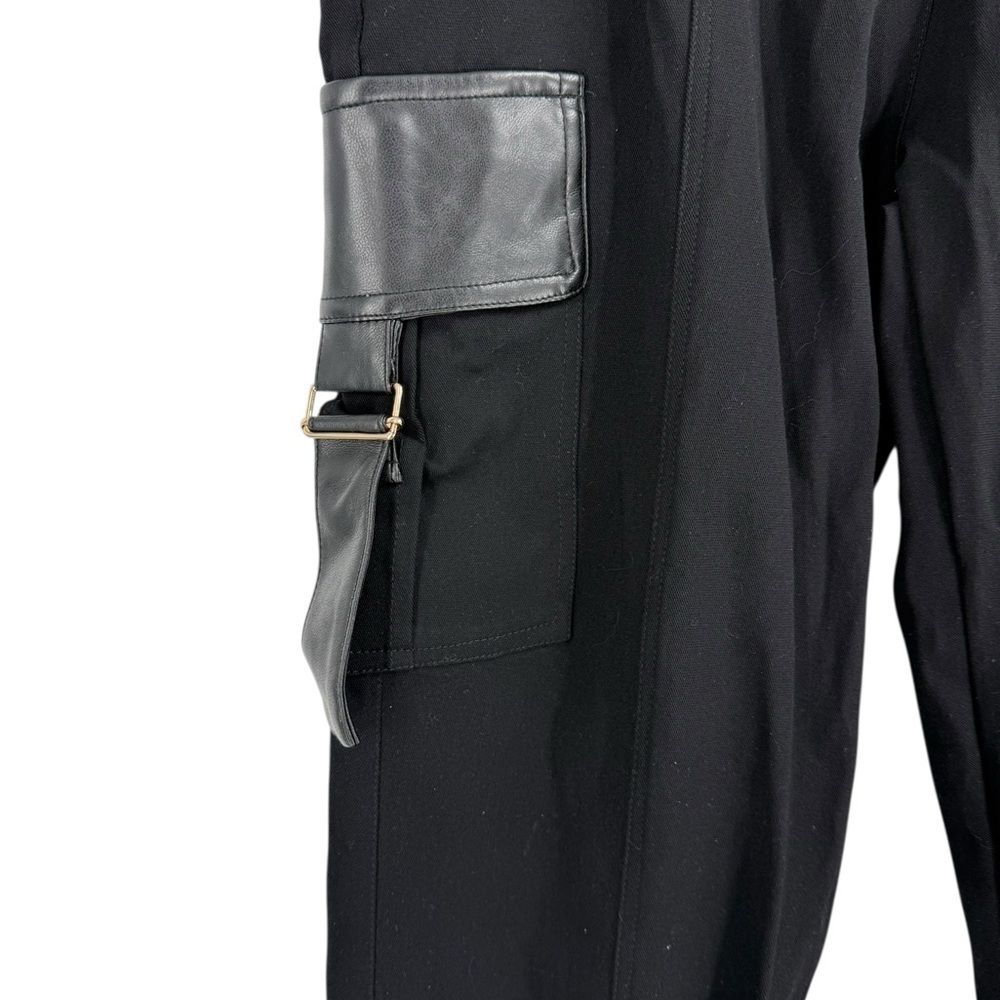Alberto Makali Black Faux Leather Trim Cargo Pants Strappy Buckle Avant Garde - Picture 8 of 13